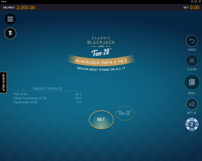 Classic Blackjack with Ten-20