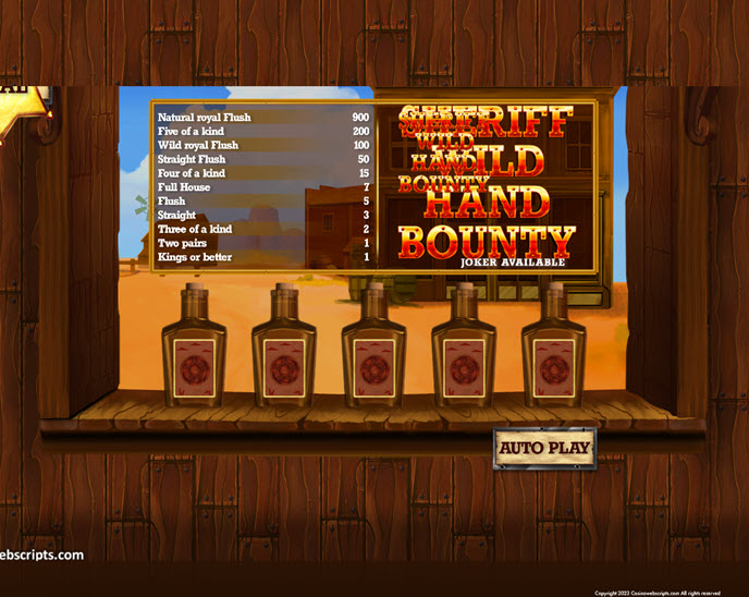 Sheriff Wild Hand Video Poker
