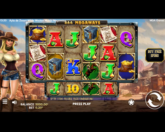 Ayla de Zwart Wilde Westen Mania Megaways