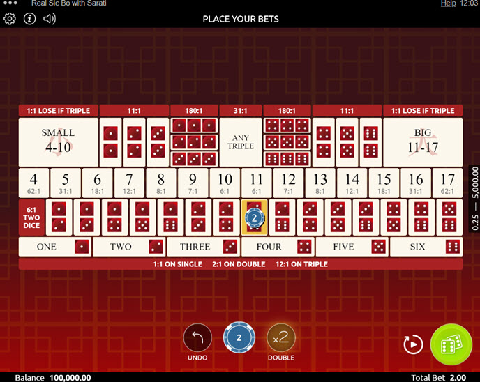 Real Sic Bo with Sarati