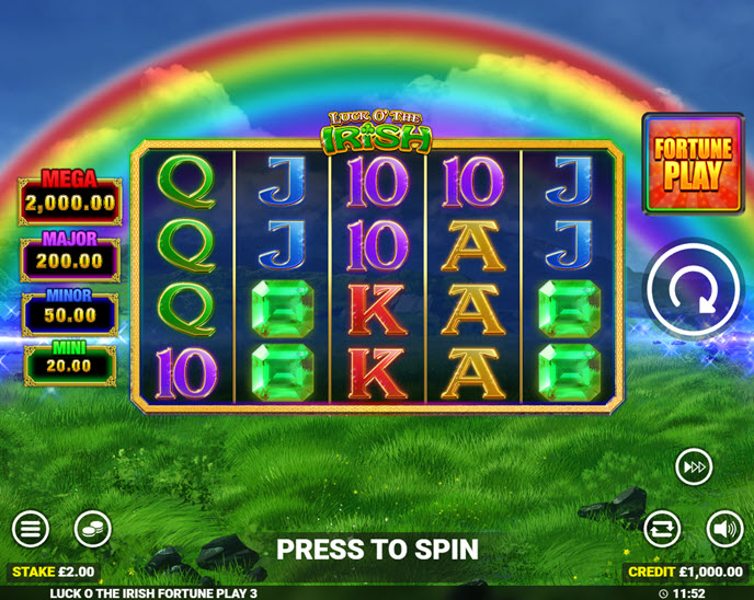Luck O' The Irish Fortune Play 3