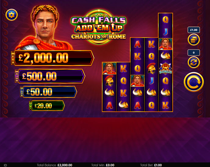 Cash Falls: Add 'Em Up Chariots of Rome