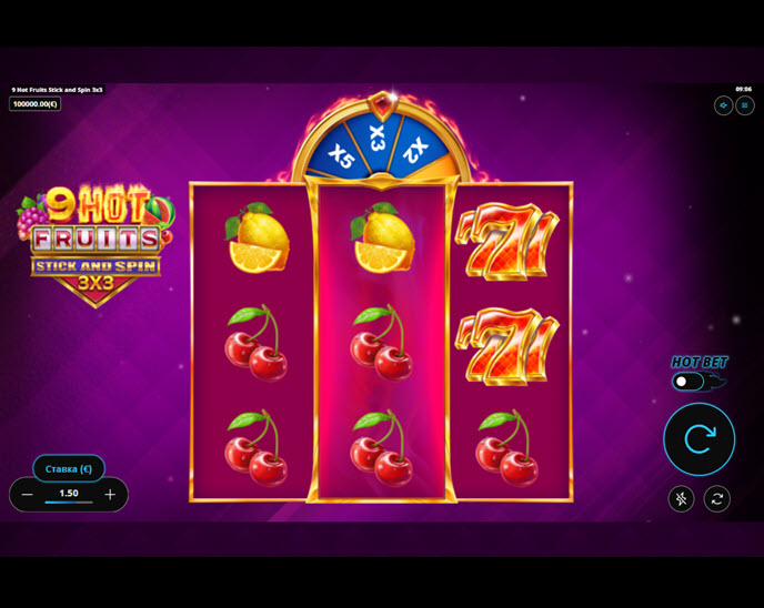 9 Hot Fruits Stick and Spin 3x3