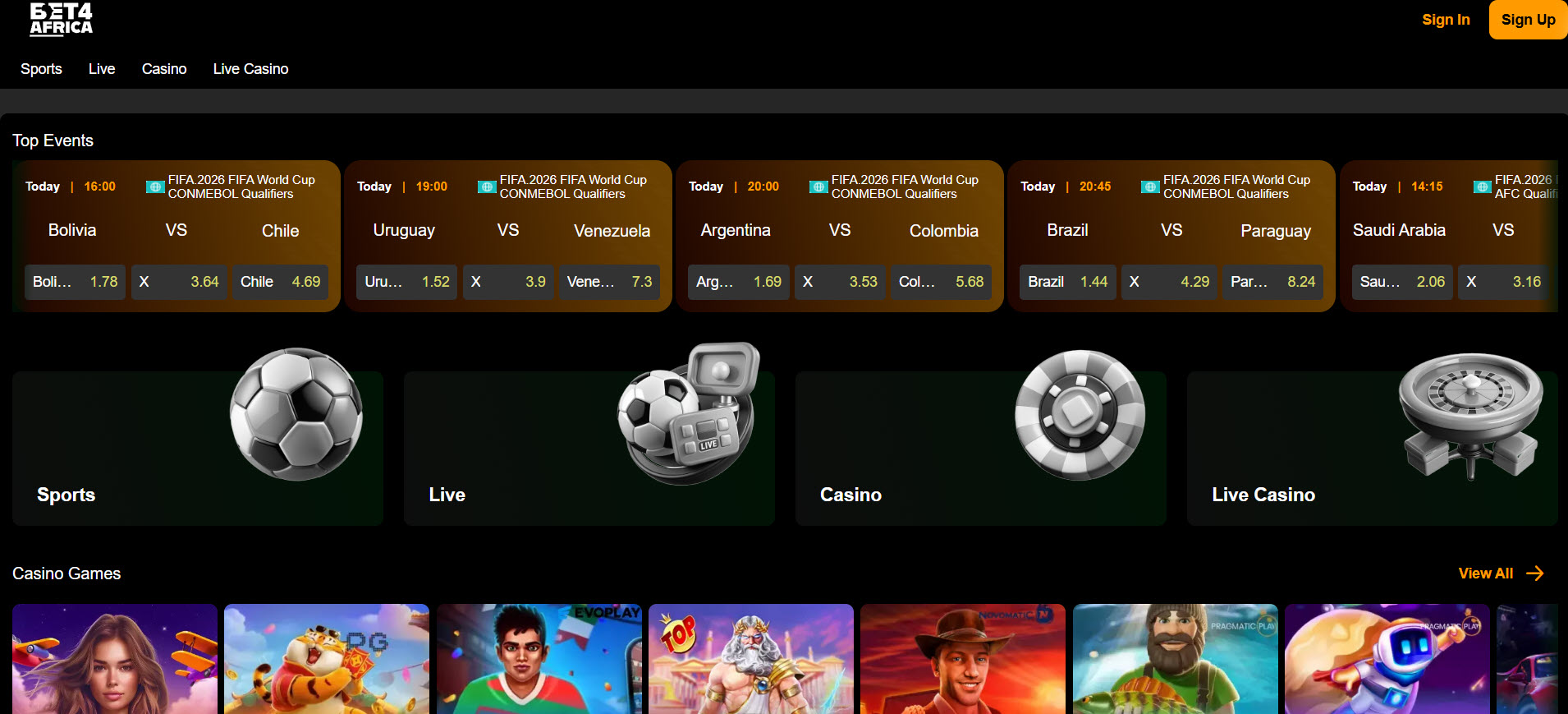 Bet4Africa Casino