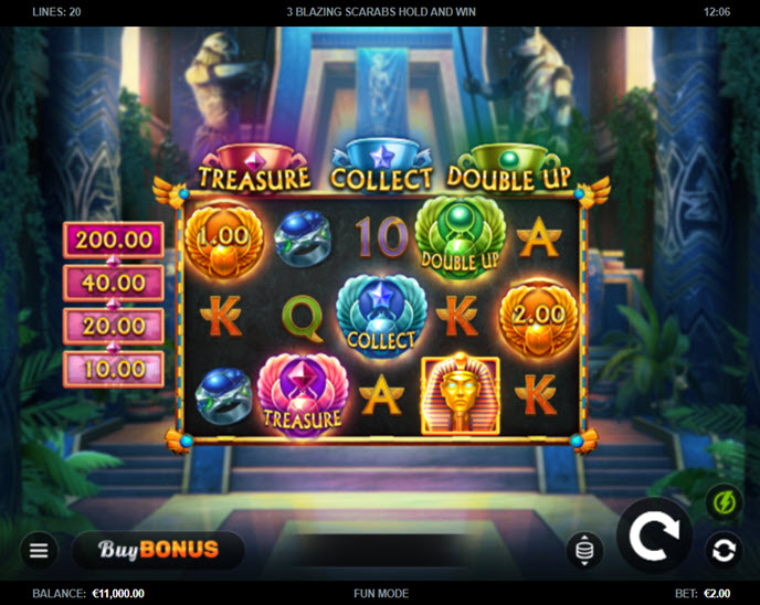 3 Blazing Scarabs Hold and Win