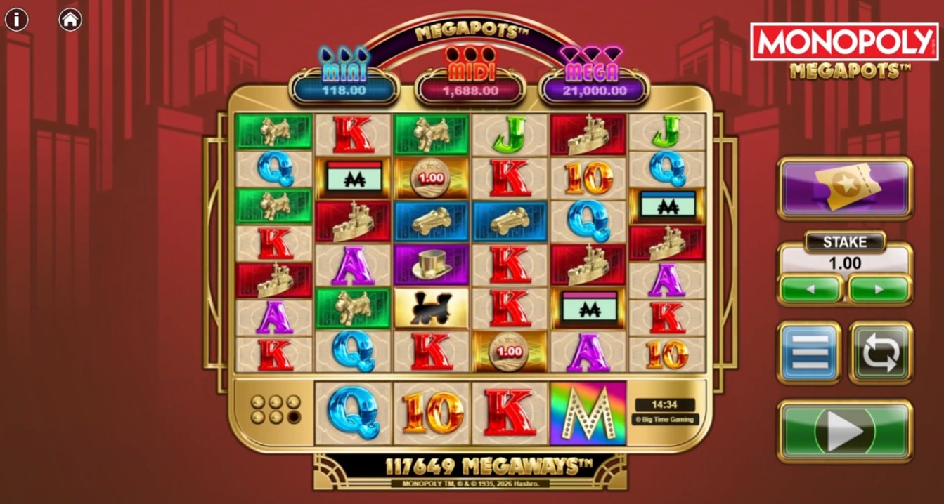 Новы слот Monopoly Megapots
