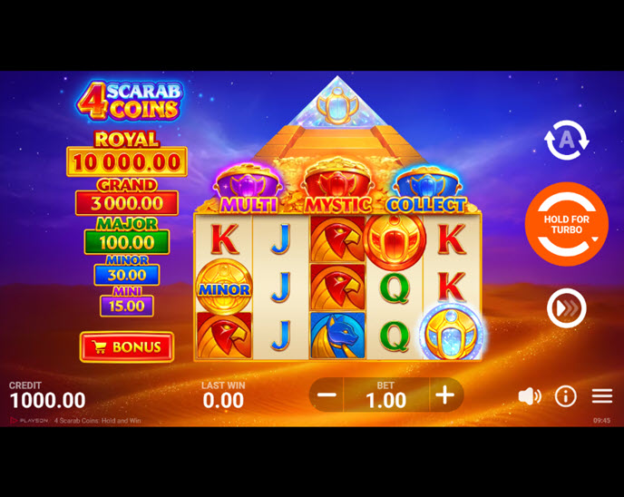4 Scarab Coins: Hold and Win
